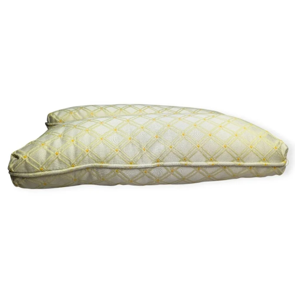 Vintage White & Yellow Pair of Long Rectangle Accent Pillows w/Removeable Covers